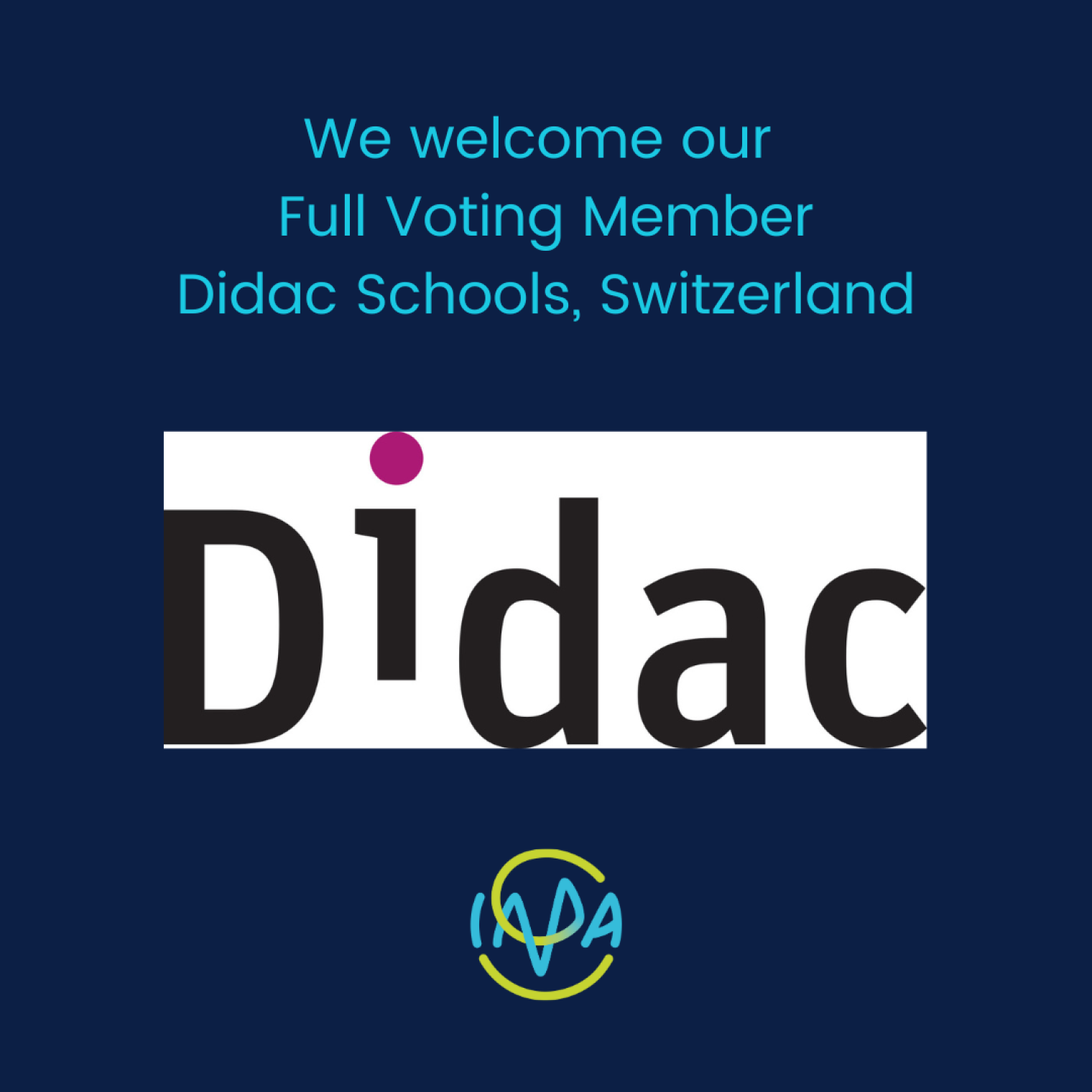 We welcome full voting member Didac Schools, Switzerland